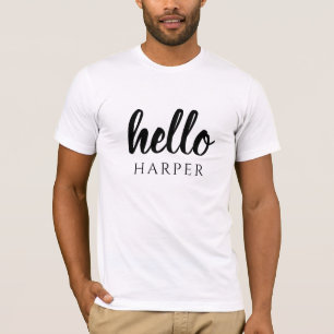 Moderne minimale Schwarz und Weiß Hallo und Sie ne T-Shirt