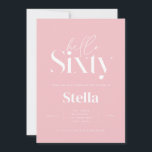 Moderne minimale schwarz-weiß 60. Geburtstag Einladung<br><div class="desc">Moderne minimale Typografie einfache Foto rot Rosa und weiß 60. Geburtstagseinladung. Teil einer zeitgenössischen Sammlung.</div>