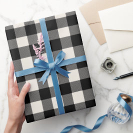 Moderne Minimale Schwarz-Weiß Gingham Karomuster Geschenkpapier