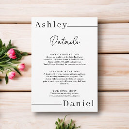 Moderne, minimale Schwarz-Weiß-Hochzeit Begleitkarte