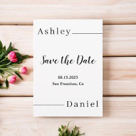 Moderne, minimale Schwarz-Weiß-Hochzeit Save The Date