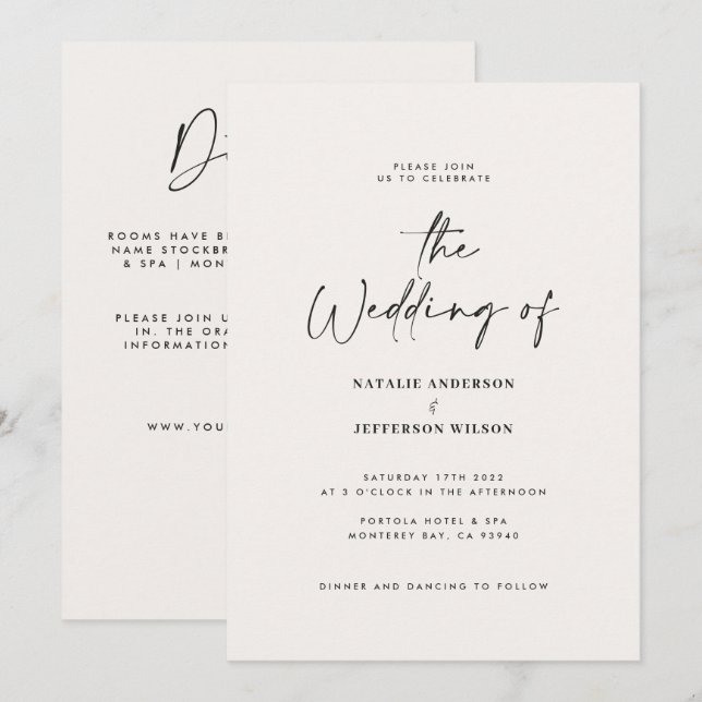 Moderne minimale Schwarz-weiße Detail QR Code Hoch Einladung (Vorne/Hinten)