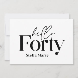 Moderne minimale schwarze einfach 40. Geburtstag Einladung