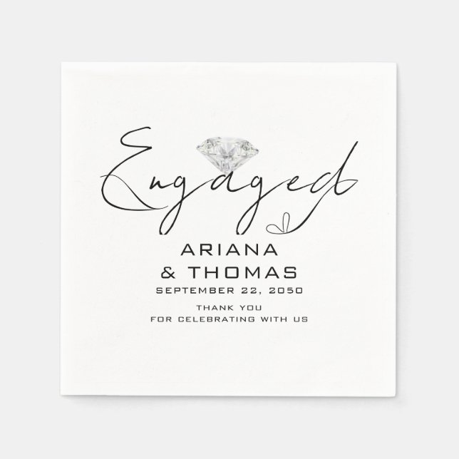 Moderne Minimale Script-Engagement Party Serviette (Vorderseite)