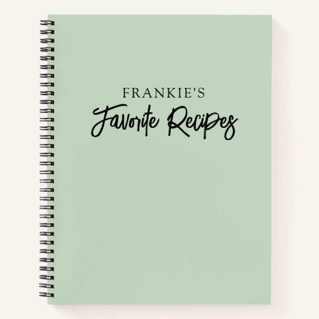 Moderne minimale Script Mint Green Cooking Rezept Notizbuch (Vorderseite)
