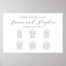 Moderne, minimale Sechs-Tisch-Seekarte Hochzeiten