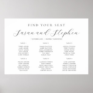 Moderne, minimale Sechs-Tisch-Seekarte Hochzeiten Poster