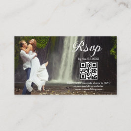 moderne minimale Skript-uAwg qr-Code Foto Hochzeit Begleitkarte