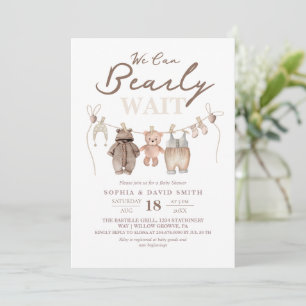 Moderne & Minimale Teddybär-Baby-Party Einladung