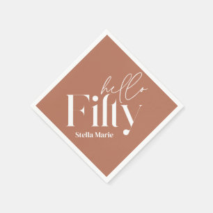 Moderne minimale Terracotta einfache 50. Geburtsta Serviette