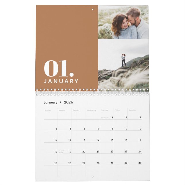 Moderne minimale Terracotta-MultiFoto Kalender (Jan 2026)