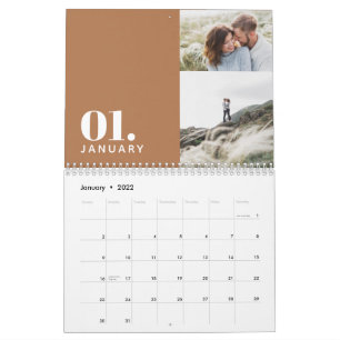 Moderne minimale Terracotta-MultiFoto Kalender