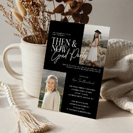 Moderne minimale "Then & Now Graduation Party Foto Einladung