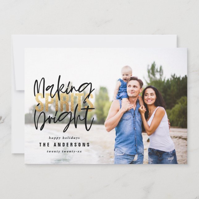 Moderne minimale Typografie Chic Gold Weihnachten (Vorderseite)