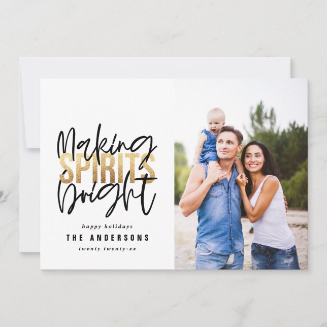 Moderne minimale Typografie Chic Gold Weihnachten (Vorderseite)