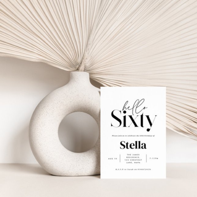 Moderne minimale Typografie, einfach 60. Geburtsta Einladung (Von Creator hochgeladen)