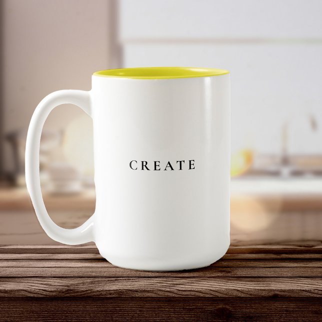 Moderne, minimale Typografie erstellen Zweifarbige Tasse (Von Creator hochgeladen)