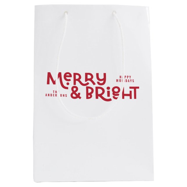 Moderne minimale Typografie fröhlich und hell Mittlere Geschenktüte (Vorderseite)
