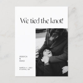 Moderne minimale Typografie nur verheiratet Elopem Ankündigungspostkarte