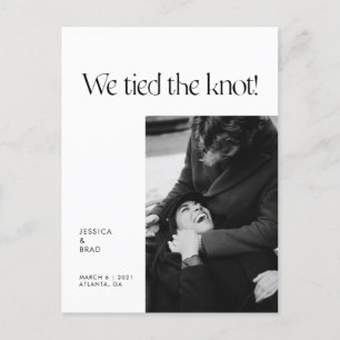 Moderne minimale Typografie nur verheiratet Elopem Ankündigungspostkarte