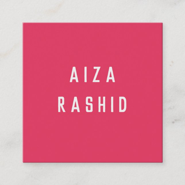 Moderne Minimale Typografie schockierend rosa Plat Quadratische Visitenkarte (Vorderseite)