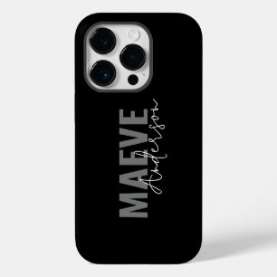 Moderne minimale Typografie Schwarz-weiß elegant iPhone 14 Pro Hülle