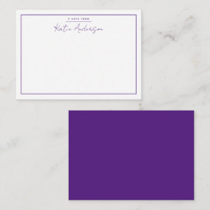 Moderne Minimale Typografie Script Lila Note Card Mitteilungskarte