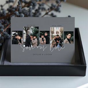 Moderne minimale typografische Fotocollage grau Save The Date
