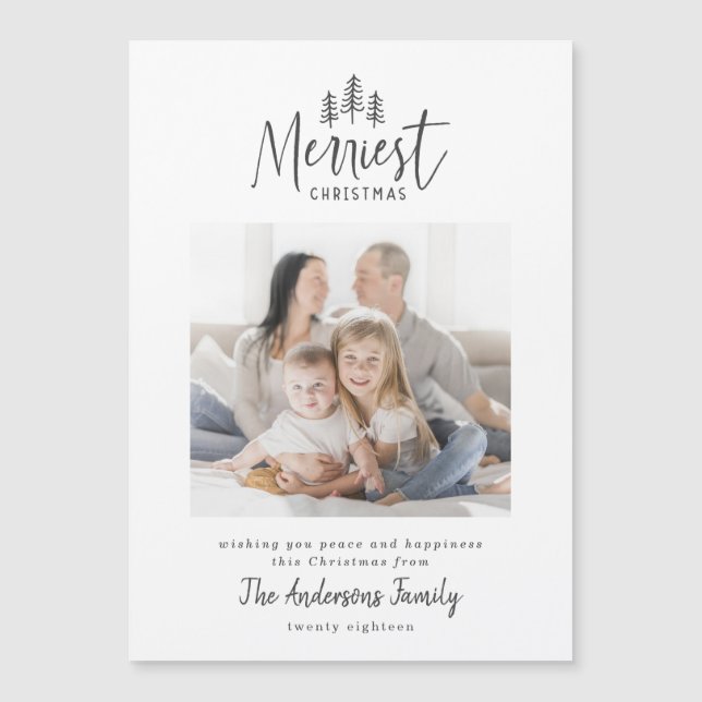 Moderne minimale Weihnachten rustikale Multi-Foto  Magnetkarte (Vorderseite)