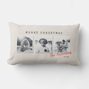 Moderne minimale Weihnachts-Multi-Foto-Wohngestalt Lendenkissen