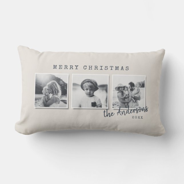Moderne minimale Weihnachts-Multi-Foto-Wohngestalt Lendenkissen (Vorderseite)