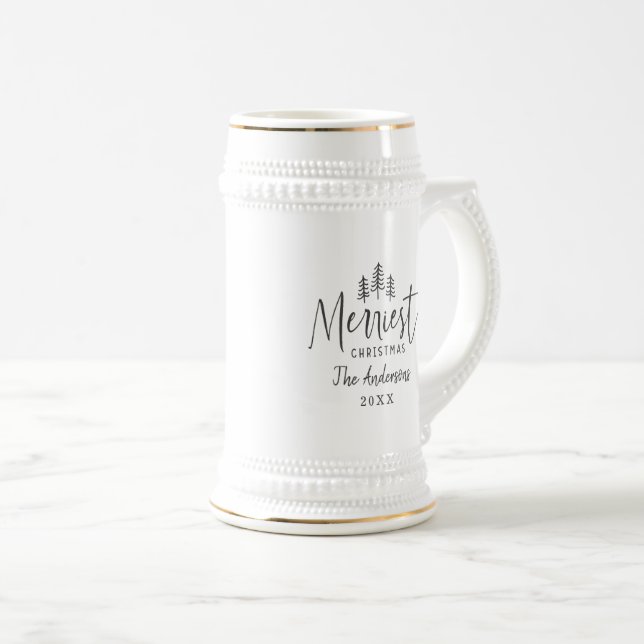 Moderne minimale Weihnachtsrustikale Typografie Bierglas (VorderseiteRechts)