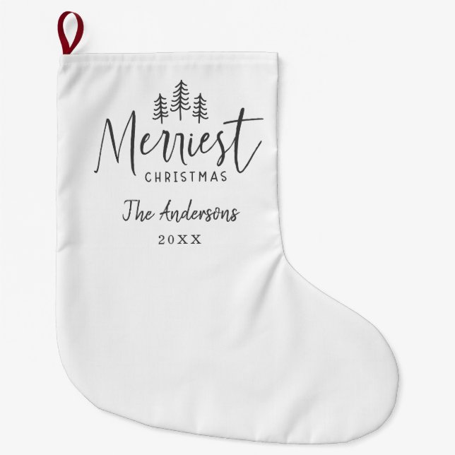 Moderne minimale Weihnachtsrustikale Typografie Großer Weihnachtsstrumpf (Vorderseite)