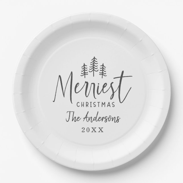 Moderne minimale Weihnachtsrustikale Typografie Pappteller (Vorderseite)