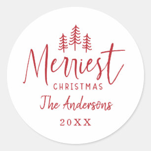 Moderne minimale Weihnachtsrustikale Typografie Runder Aufkleber