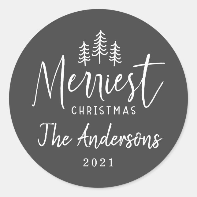 Moderne minimale Weihnachtsrustikale Typografie Runder Aufkleber (Vorderseite)