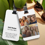 Moderne minimale weiße 4-FotoCollage mit Kontakt Gepäckanhänger<br><div class="desc">Foto-Uni und einfache Textblöcke für Ihren Typ. Ein modernes Design mit dem Foto Raster macht dies zu einem einfachen Design mit schwarzer Schrift auf weißem Hintergrund für Ihre Kontaktinformationen. Eine einzigartige Möglichkeit,  Erinnerungen zu erfassen und mit Freunden und Familie zu teilen.</div>