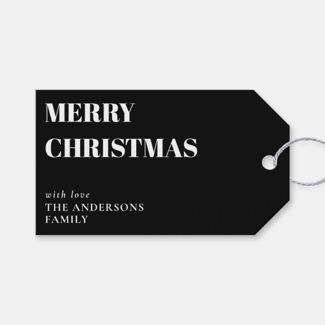 Moderne minimale zeitgenössische frohe Weihnachten Geschenkanhänger (Vorderseite (Horizontal))