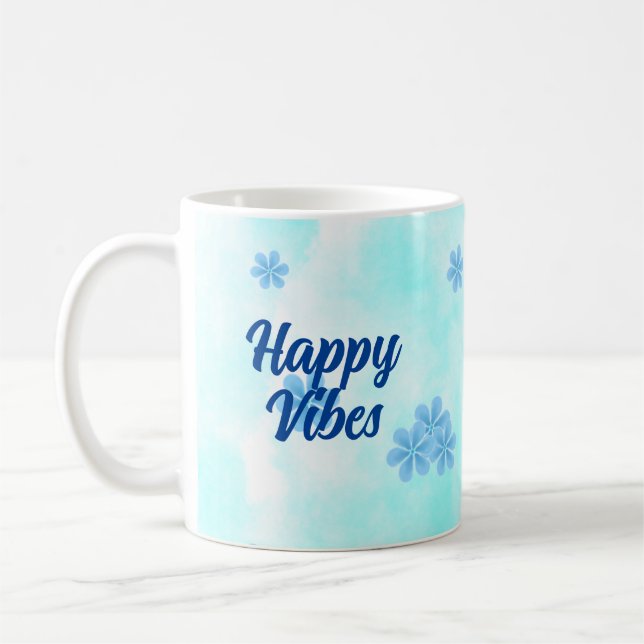 moderne minimalelegante blaue Monografie Kaffeetasse (Links)