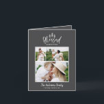 Moderne minimalgesegnete Weihnachten rustikal 3 Fo<br><div class="desc">Moderne minimale Weihnachten rustikale stilvolle Multi-Foto glücklichsten Urlaubskarte. Mit modernem handgezeichneten Text und Bäumen. Die Backenfarbe kann individuell angepasst werden,  einfache Weihnachten modern minimalistisch stilvoll.</div>