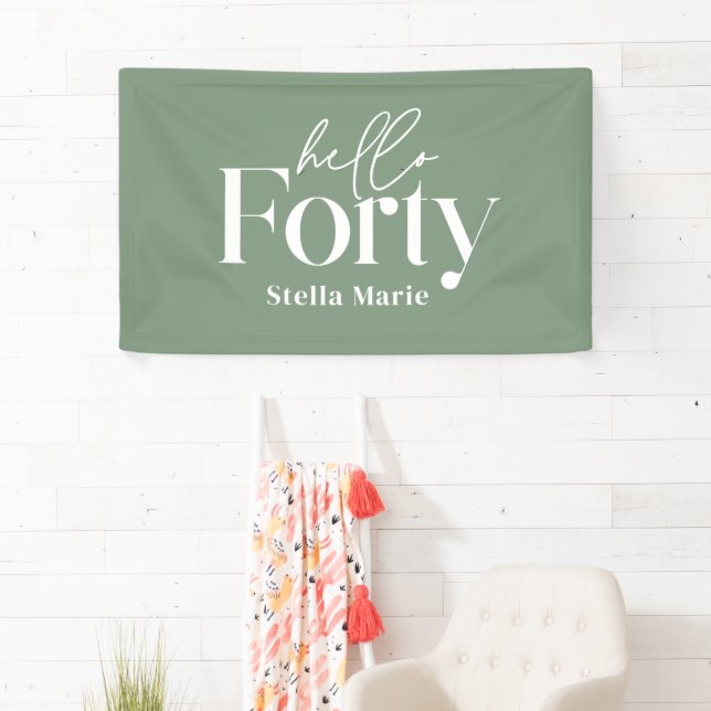 Moderne minimalgrün 40. Geburtstagsdekoration Banner (Insitu)