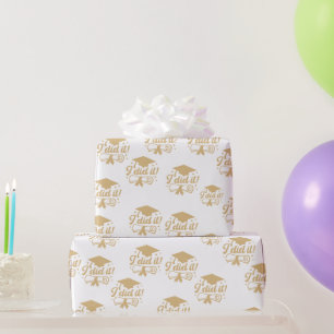 Moderne Minimalis Gold Schrift  Ich hab's geschaff Geschenkpapier