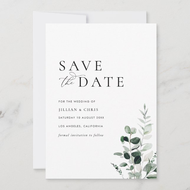 moderne minimalisgrün Save the Date Karte (Vorderseite)