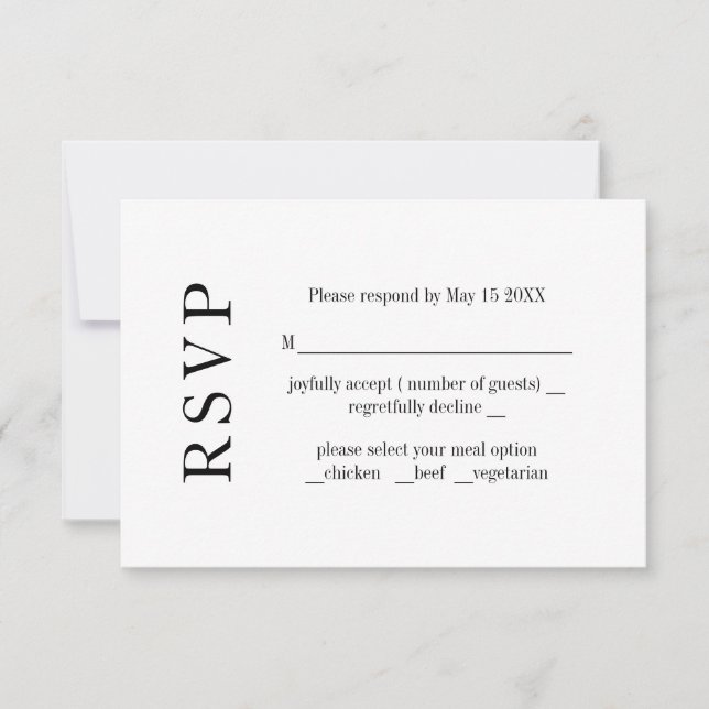 Moderne Minimalismus-Hochzeit der RSVP-Karte RSVP Karte (Vorderseite)
