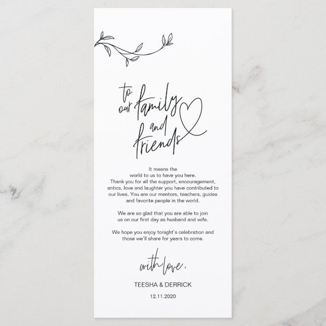 Moderne Minimalismus Platz Einstellung Dankeschön  Programm (Vorderseite)