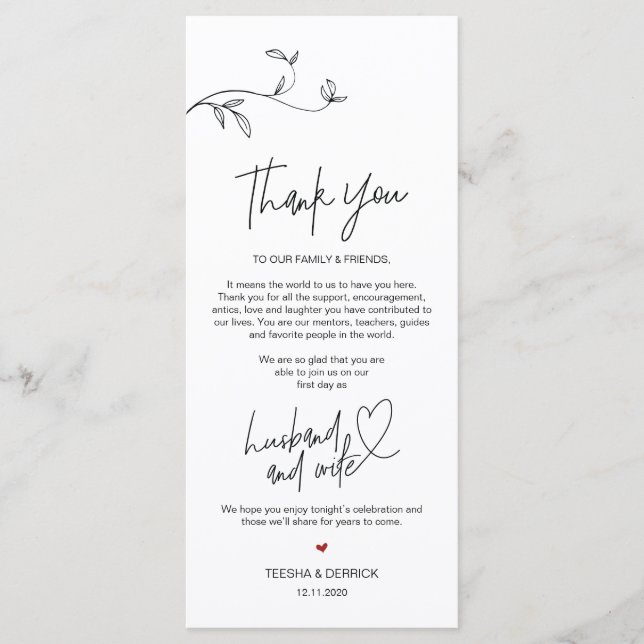 Moderne Minimalismus Platz Einstellung Dankeschön  Programm (Vorderseite)