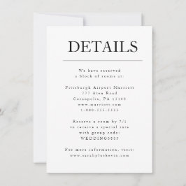 Moderne Minimalist Inital Wedding Details Card Einladung