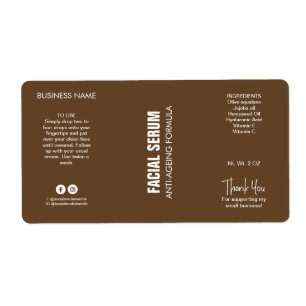 Moderne minimaliste Brown foncé Dropper Étiquette
