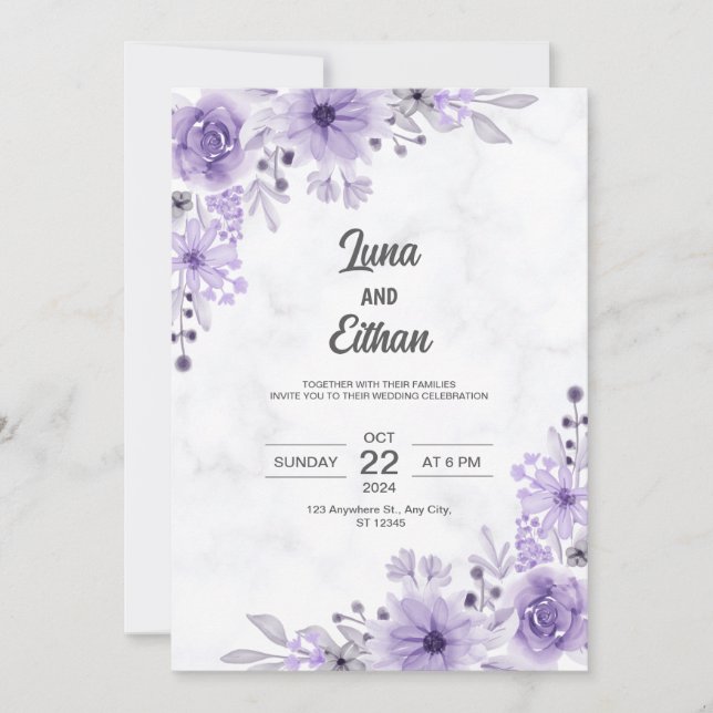 Moderne minimaliste Faire-part de mariage florale  (Devant)