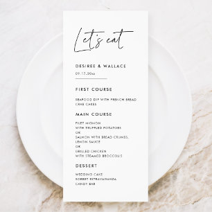 Moderne minimaliste Manger carte menu mariage
